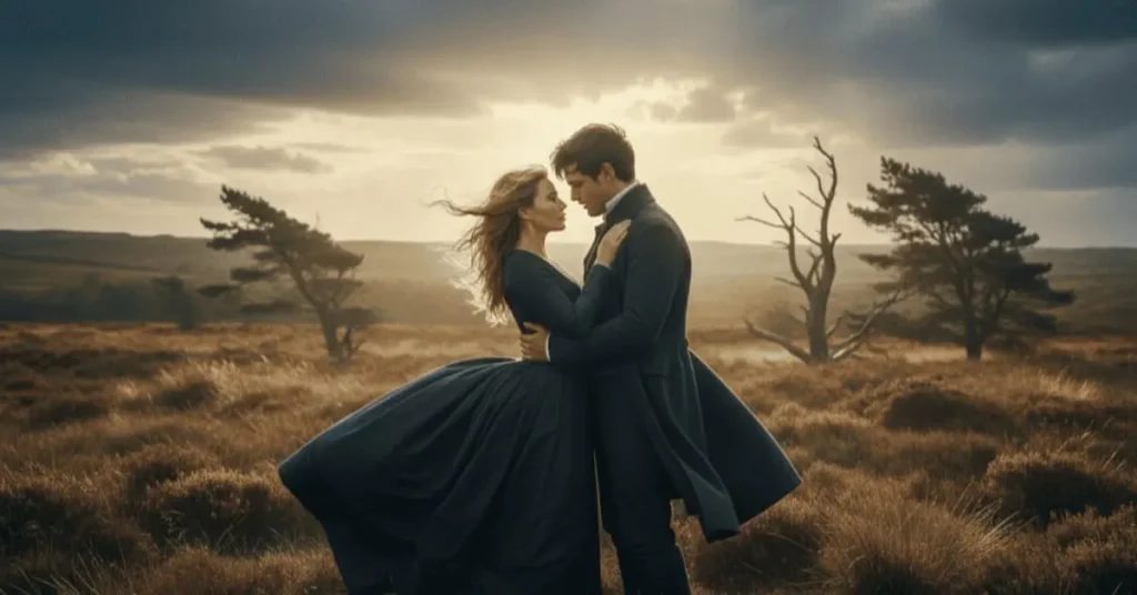 Wuthering Heights 2026 – Margot Robbie and Jacob Elordi as Catherine and Heathcliff on the Yorkshire moors
